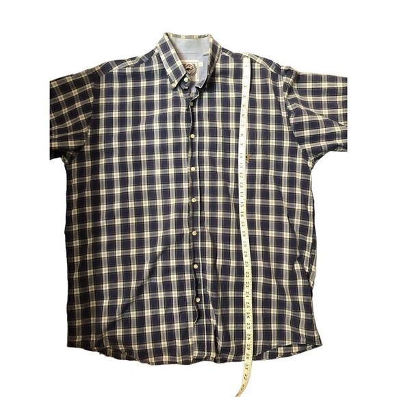 Cinch blue and white shirt sleeve cotton plaid button up shirt - Picture 9 of 11